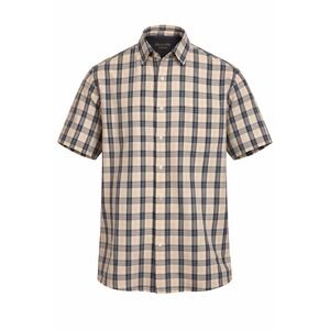 Britches Mens Short Sleeve Plaid Button Down‎ Shirt Navy Orange Cotton Size M